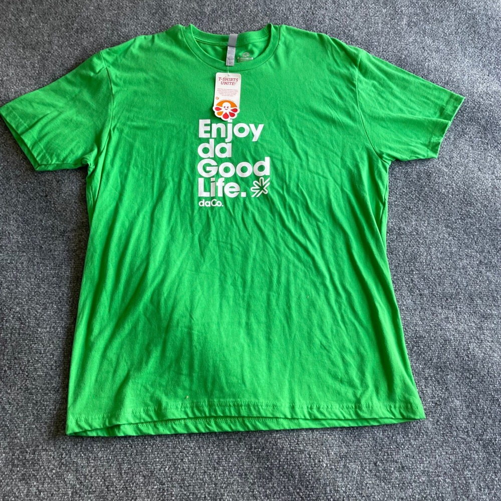 Next Level Apparel Mens XL Green Enjoy Da Good Life Graphic T-Shirt New With Tag
